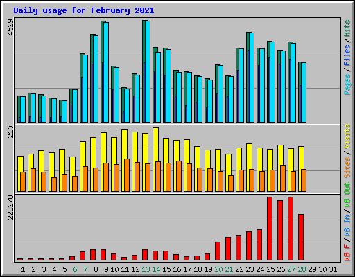 Daily usage for February 2021